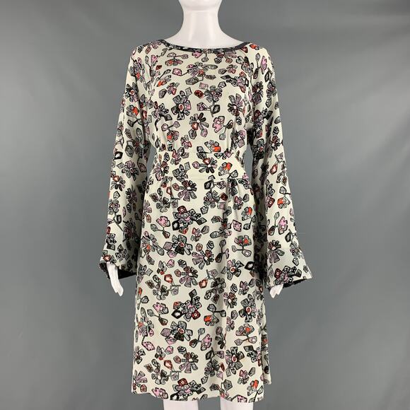 DOROTHEE SCHUMACHER Size XL White Multi-Color Viscose Silk Print Long Dress - Picture 1 of 9